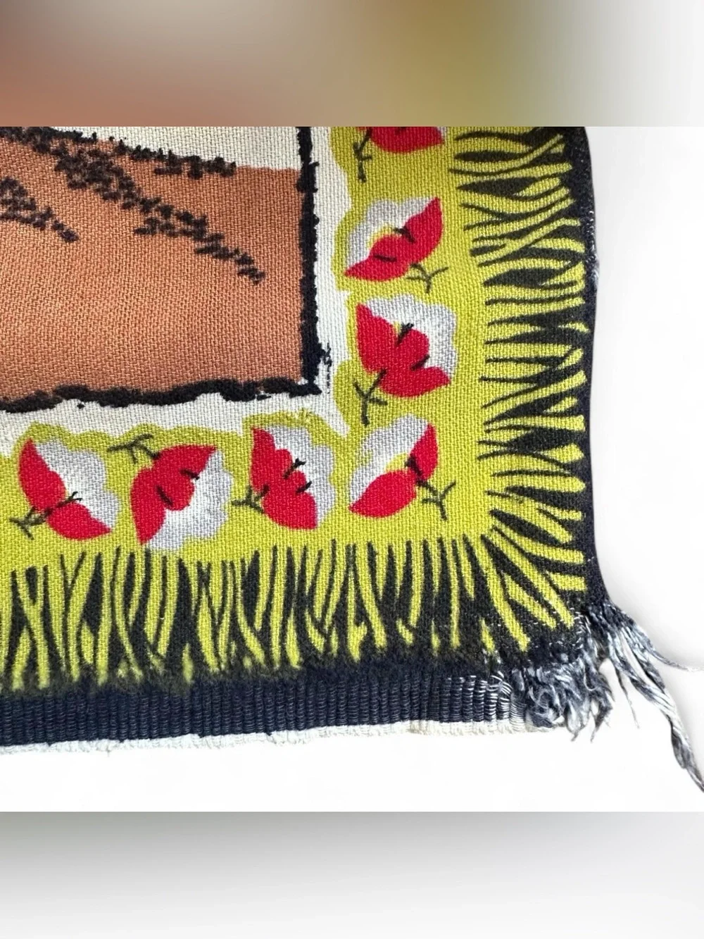 Vintage Southwestern Native American Horse Rider Woven Tapestry Wall Hanging